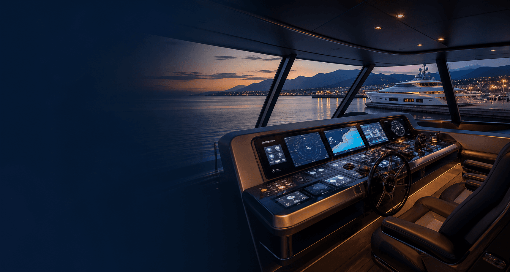 Luxury yacht bridge